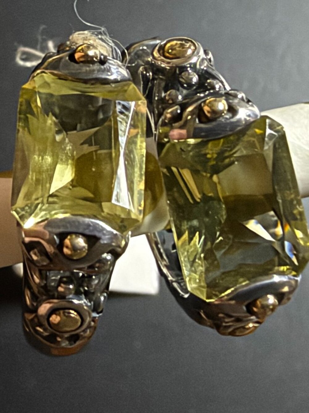 Hinged Pierced Earrings with 14KT SSL MN QTZ stone